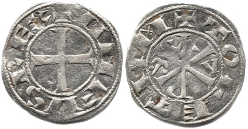 Imagen de la moneda Tipo 10. Dinero de Crismón del taller de Toledo con lema “Toletvm”