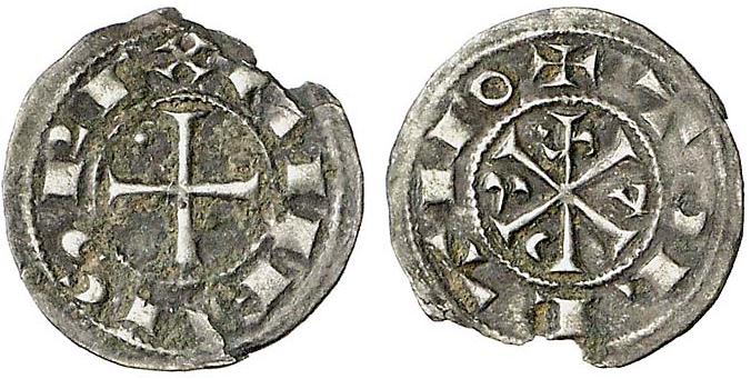 Imagen de la moneda Tipo 13. Meaja de Crismón del taller de Toledo con lema “Toletvo”