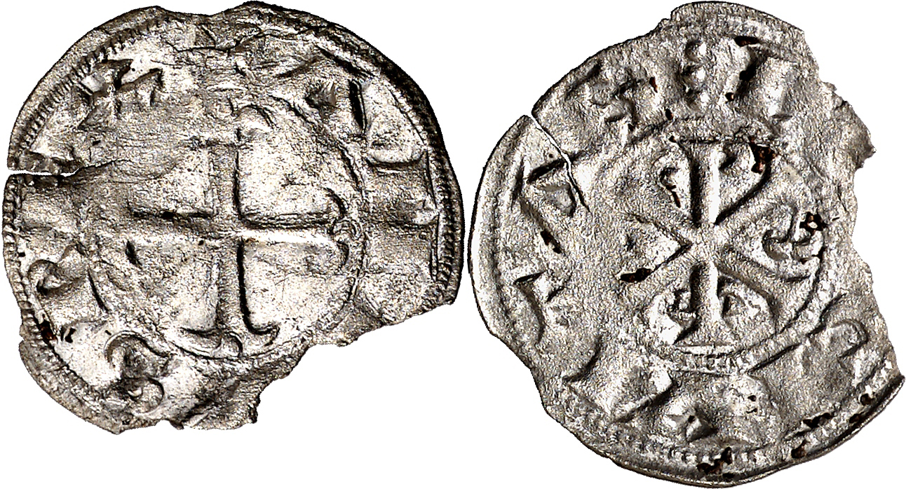 Imagen de la moneda Tipo 18. Dinero de Crismón de origen borgoñón del taller de León