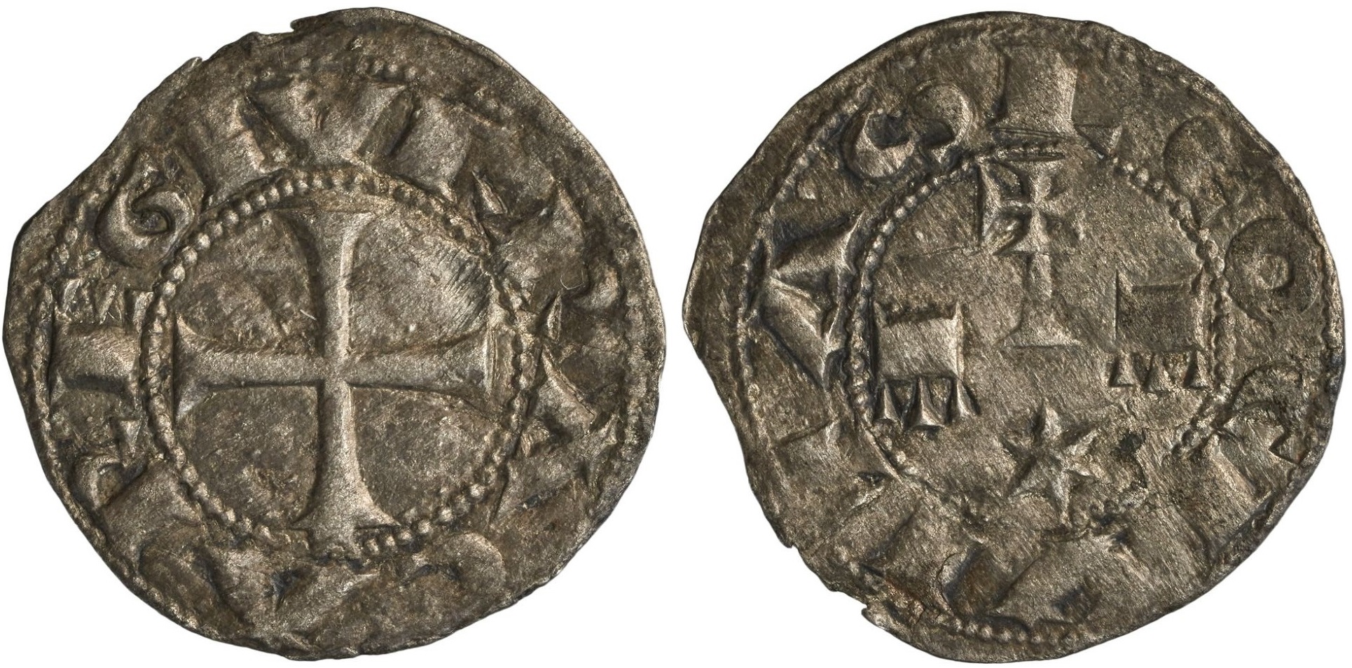 Imagen de la moneda Tipo 9. Dinero del emparejamiento leono-aragonés de las coronas separadas