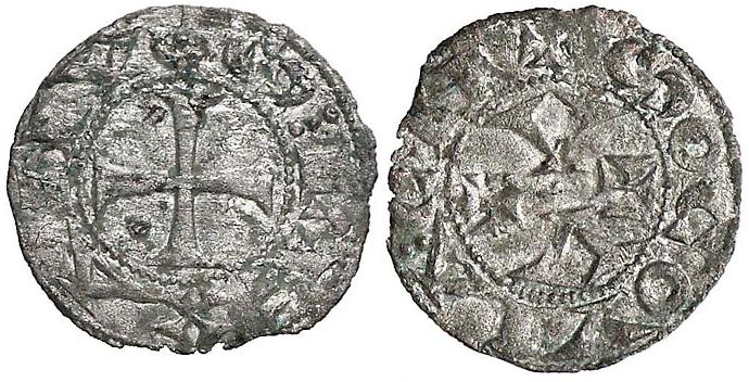 Imagen de la moneda Tipo 12. Dinero conyugal de “Anvos” con dos “V” espaldadas