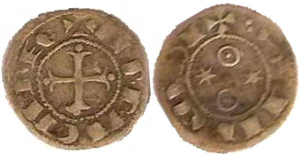 Imagen de la moneda Tipo de Urraca Falso. Dinero de la Creación de Santiago