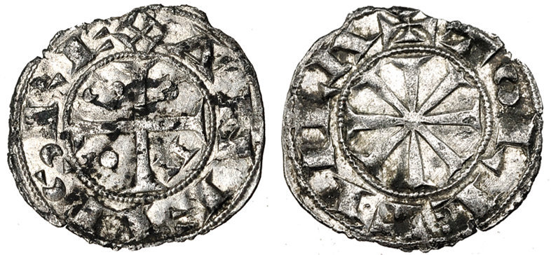 Imagen de la moneda Tipo 1. Dinero de Cruz Bautismal