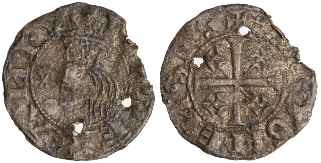 Imagen de la moneda Tipo 18. Dinero leonés de Alfonso VII Coronado de Perfil