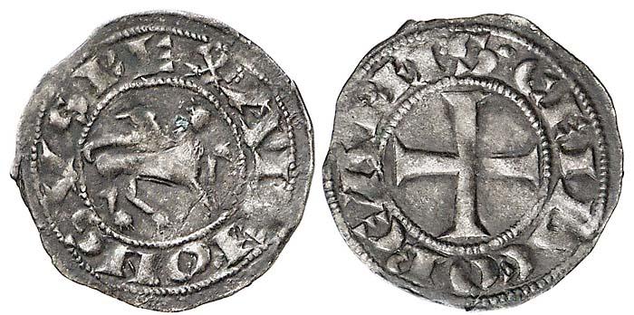 Imagen de la moneda Tipo 28. Dinero santiagués del león de “Adefonsvs”