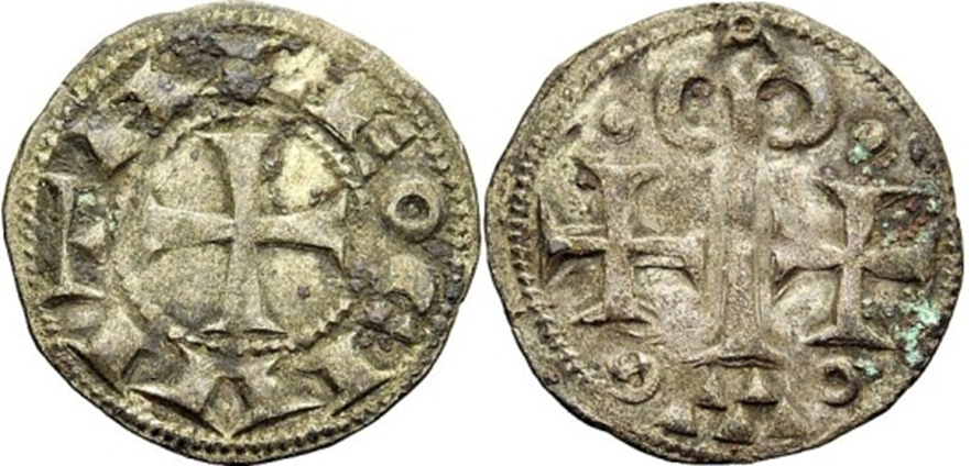 Imagen de la moneda Tipo 39. Dinero de las Cruces y Báculos Geminados