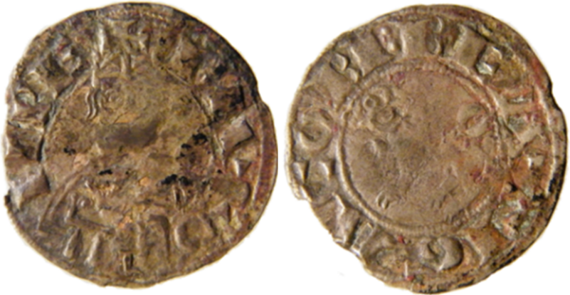 Imagen de la moneda Tipo 70. Dinero del Emperador Entronizado de “Beati Gacobi”