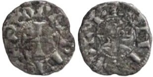 Imagen de la moneda Tipo 75. Meaja del león prótomo apocalíptico leonés