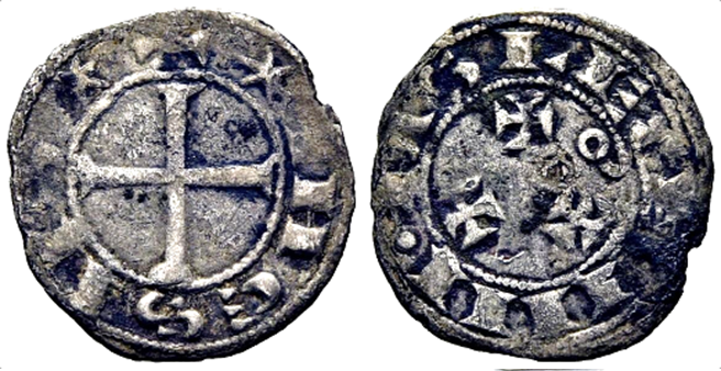 Imagen de la moneda Tipo 94. Meaja de la Primera Emisión alfonsina de “Sahagún”