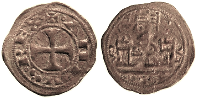 Imagen de la moneda Tipo 10. Meaja de réplica del “Rex Caput Castellae”