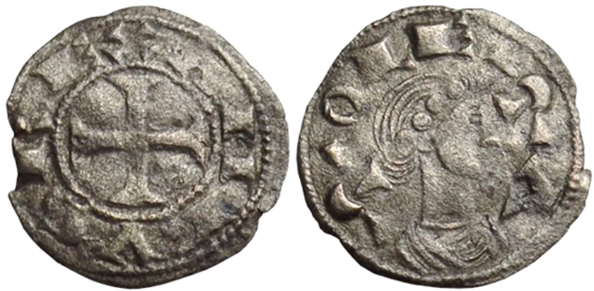 Imagen de la moneda Tipo 20. Dinero toledano de réplica hispánica definitiva contra Fernando II