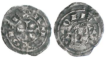 Imagen de la moneda Tipo 21. Meaja toledana de réplica hispánica definitiva contra Fernando II