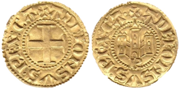 Imagen de la moneda Tipo Áureo Arábigo Falso a nombre de ALF