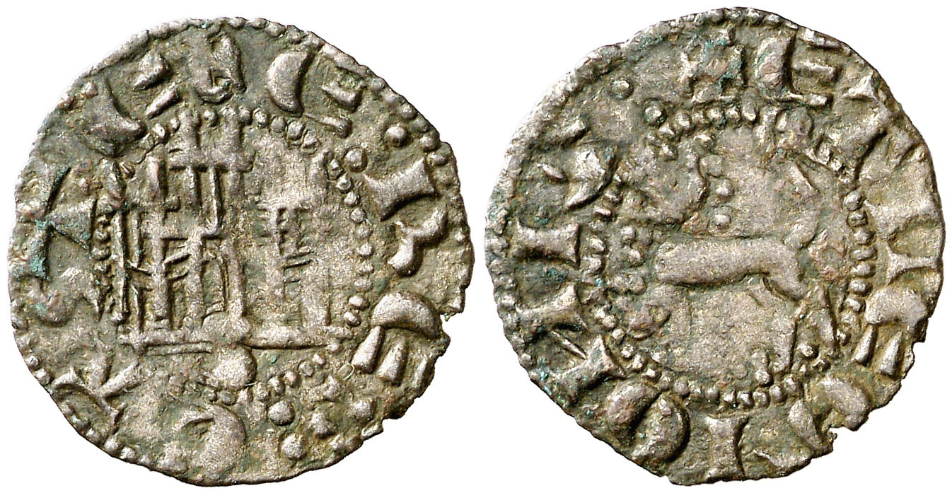 Imagen de la moneda Tipo 2. Atribuido al Infante Enrique, el Senador. Dinero de “E Rex Caste/Et Legionis”