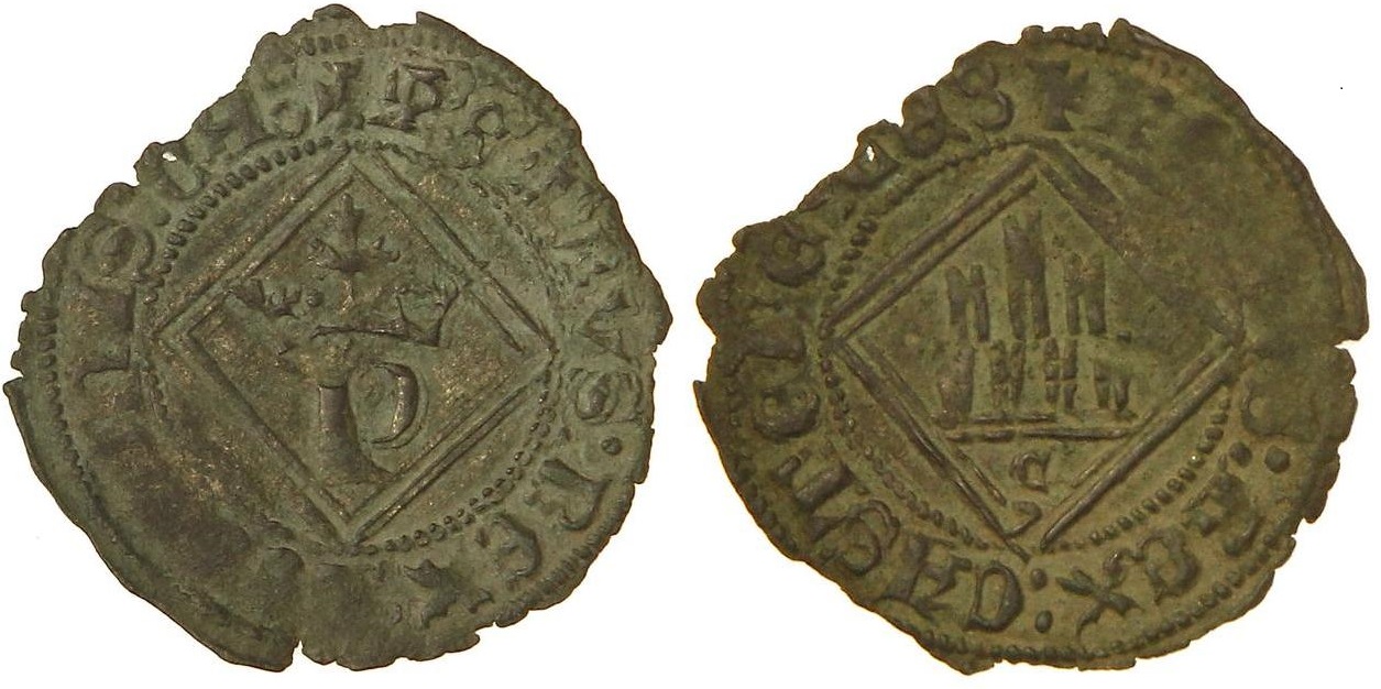 Imagen de la moneda Tipo 14. Dinero de Anagrama en losange del rey Pedro