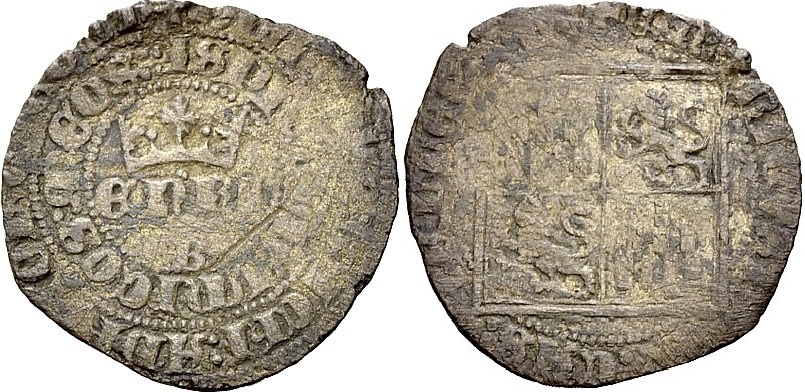 Imagen de la moneda Tipo 1. Real de vellón de Proclamación de “ENRI”, con cuartelado cuadrado