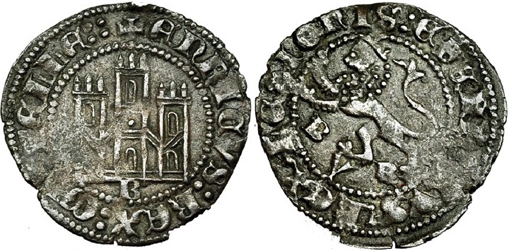 Imagen de la moneda Tipo 7. Seisén de Castillo y León con lema “BVR” o “BRV”