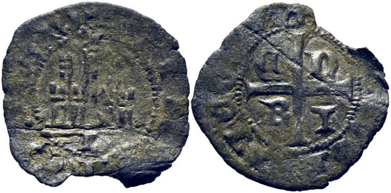 Imagen de la moneda Tipo 12. Medio Cruzado con Castillo y leyenda “ENRI”