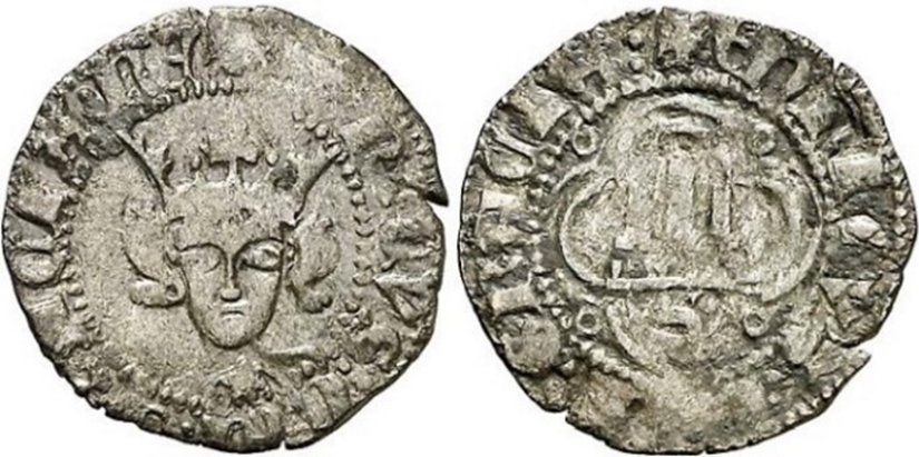 Imagen de la moneda Tipo 17. Tercio de Real de vellón con busto de rey de frente