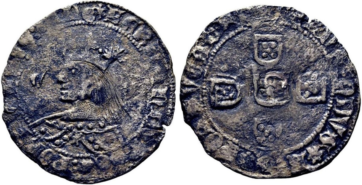 Imagen de la moneda Tipo 3. Tornés de Busto coronado y Quinas