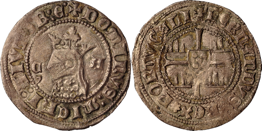 Imagen de la moneda Tipo 6. Media Barbuda con busto de rey con celada