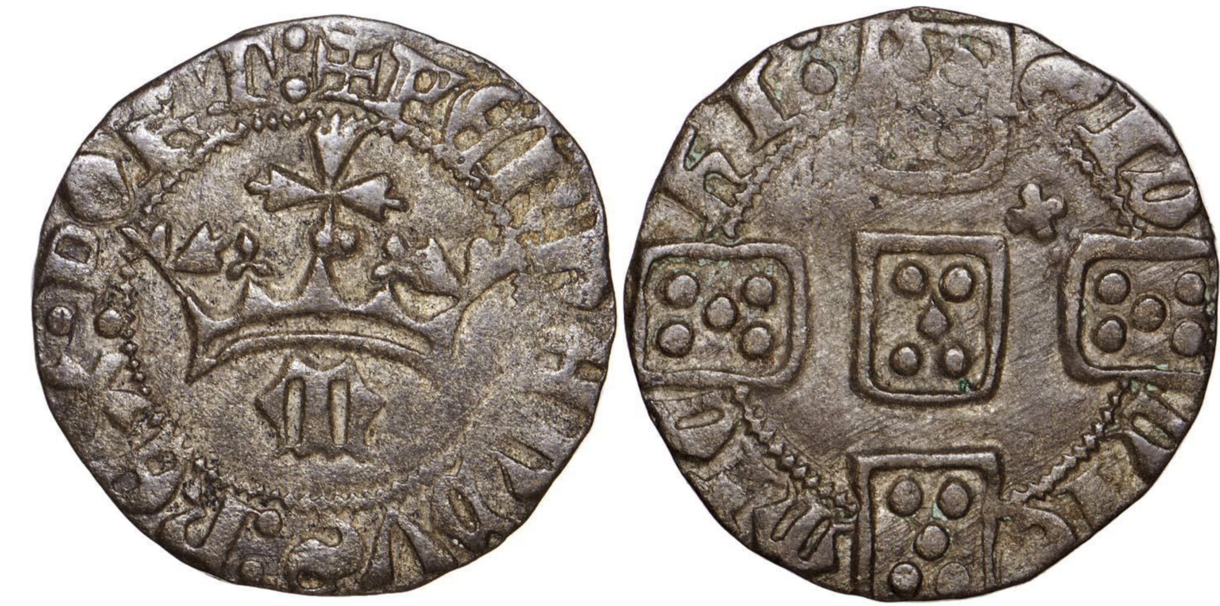 Imagen de la moneda Tipo 13. Corvado o Pilarte con Letra Mayúscula Coronada