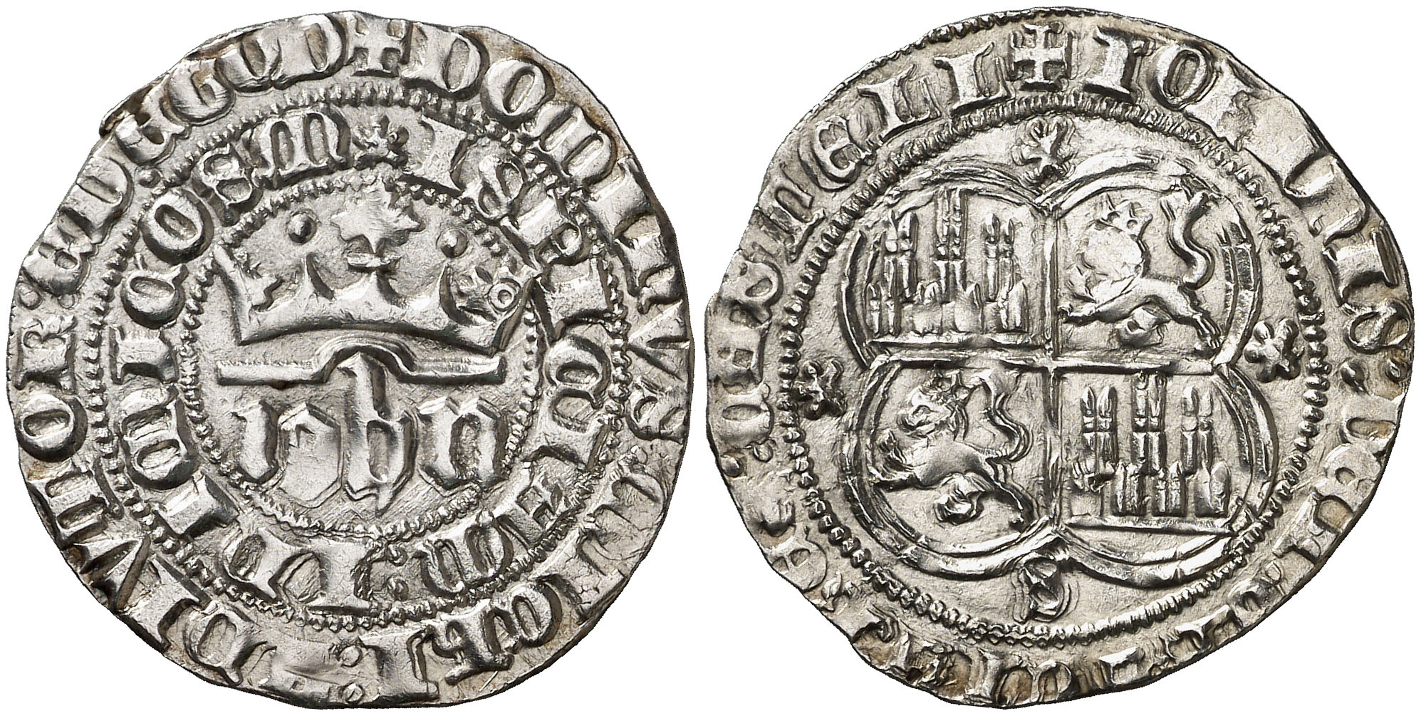 Imagen de la moneda Tipo 1. Real de plata con nombre “Iohn” coronado