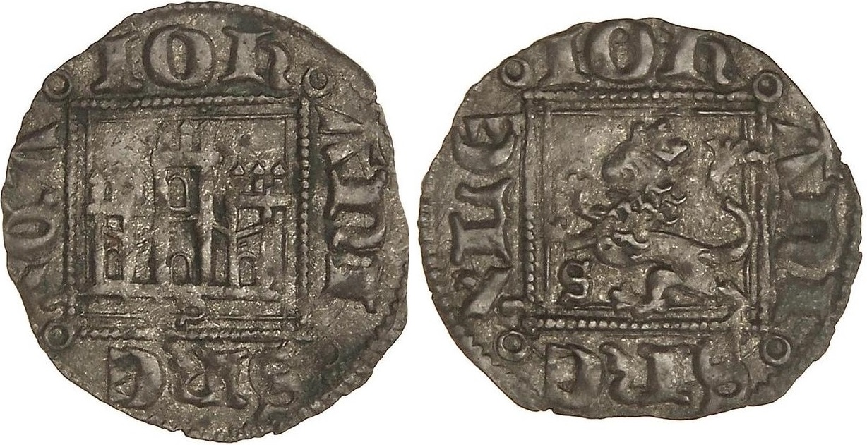 Imagen de la moneda Tipo 5. Dinero Novén con Castillo y León en cuadrados