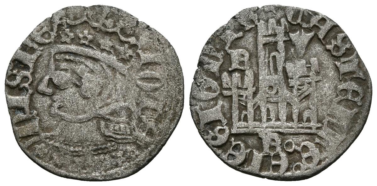 Imagen de la moneda Tipo 7. Dinero de Busto Coronado o Cornado, con Castillo