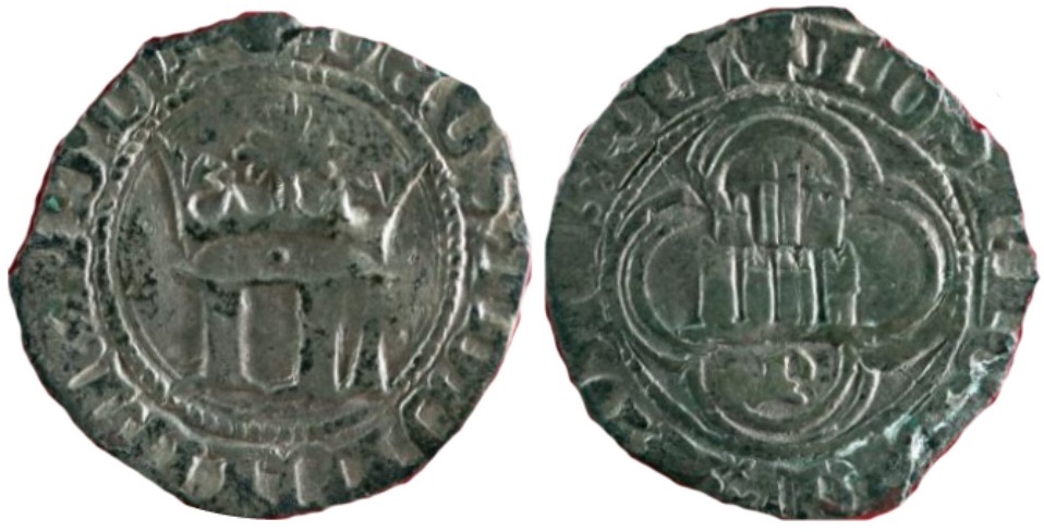 Imagen de la moneda Tipo 2. Medio Real de Plata con Monograma de “IL” Coronadas