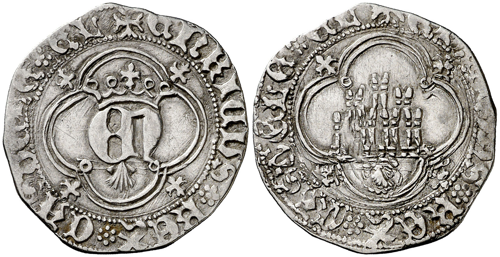 Imagen de la moneda Tipo 10. Medio Real de plata con monograma “EN”