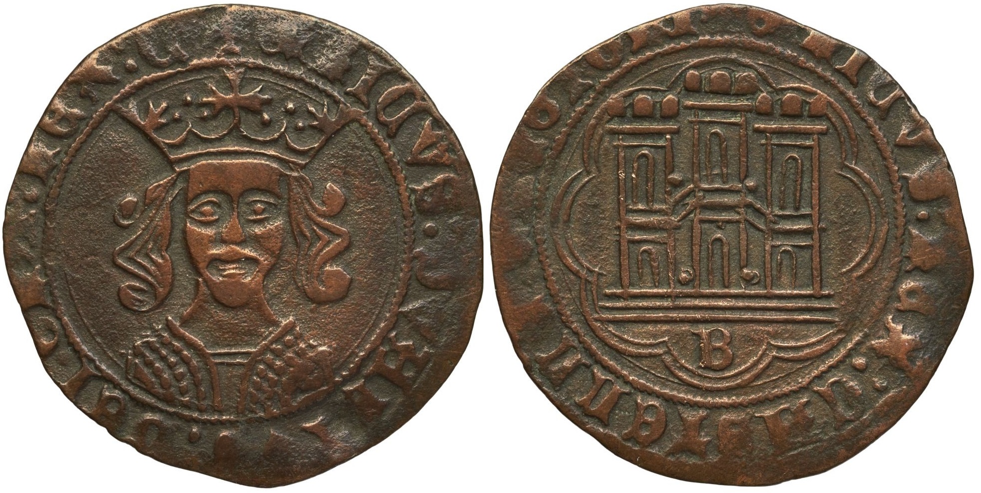 Imagen de la moneda Tipo 16A. Cuarto de Busto de frente del Ordenamiento de Aranda de Duero de 1461 (1)