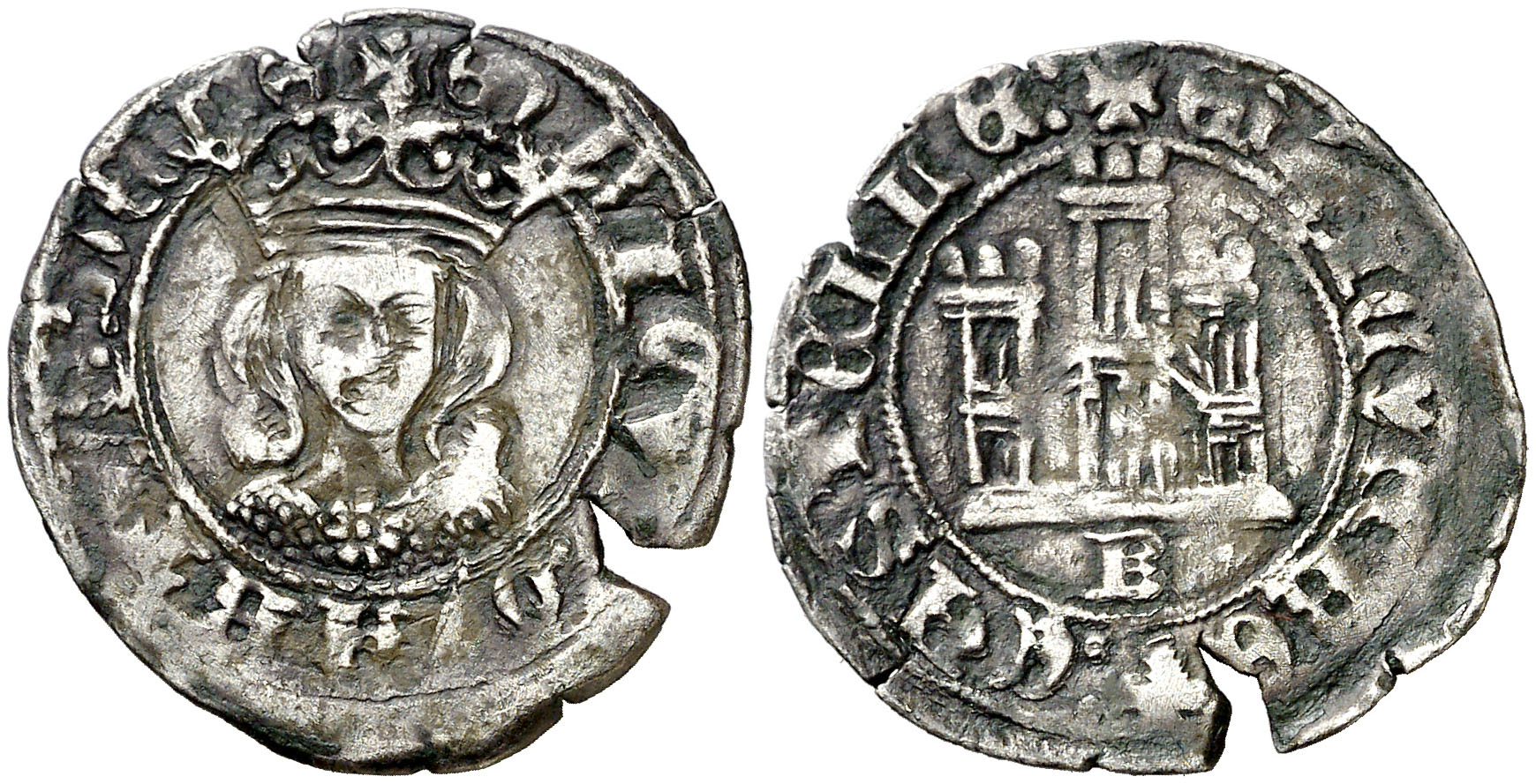 Imagen de la moneda Tipo 17. Medio Cuarto de Busto de frente del Ordenamiento de Aranda de Duero de 1461