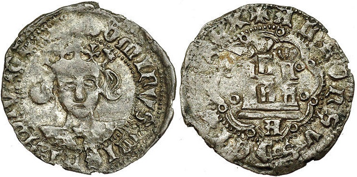 Imagen de la moneda Tipo 12. Medio Quarto de busto de rey de frente