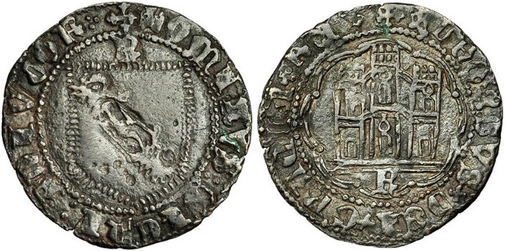 Imagen de la moneda Tipo 13. Blanca con el Escudo de la Orden de la Banda