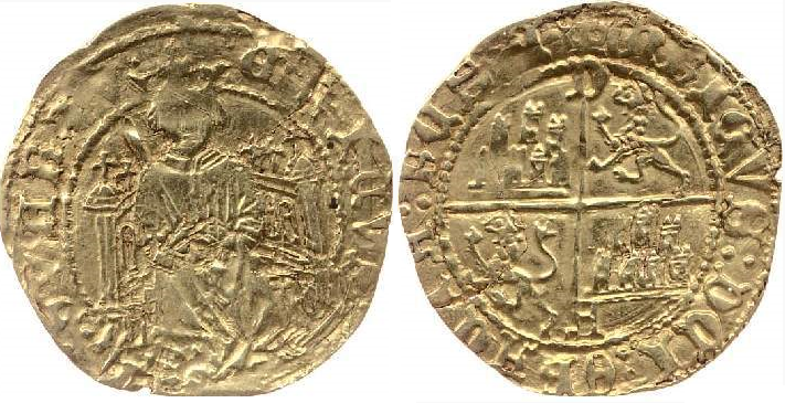 Imagen de la moneda Tipo 2. Media Dobla de oro enriqueñas de la silla alta con “P” Coronada