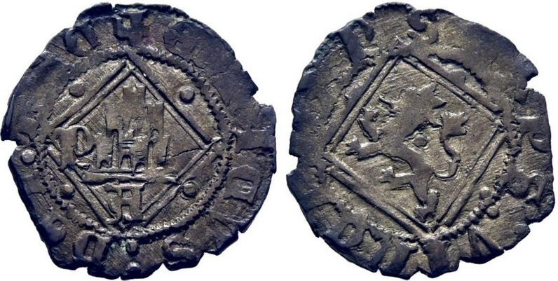 Imagen de la moneda Tipo 8. Blanca enriqueña del Ordenamiento de Segovia de 1471, con letra “P” Sin Coronar