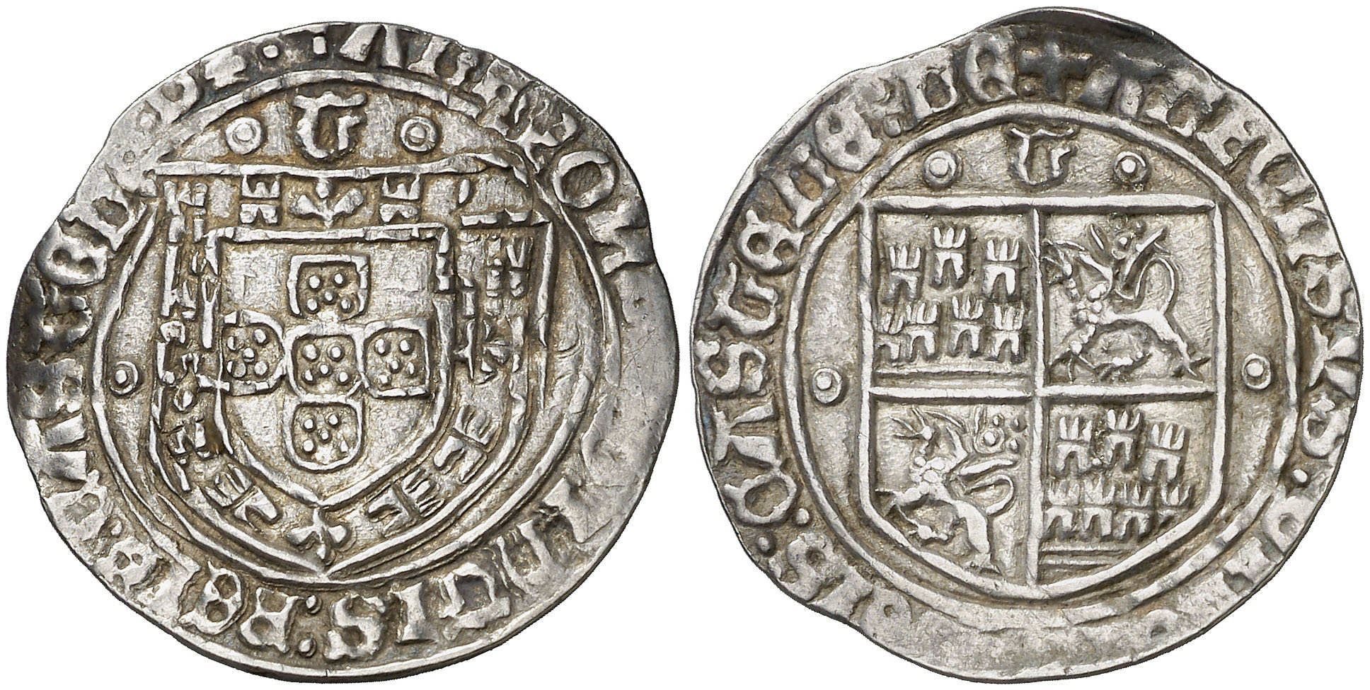 Imagen de la moneda Tipo 4: Real Grueso de Plata con Escudos de Portugal y Castilla