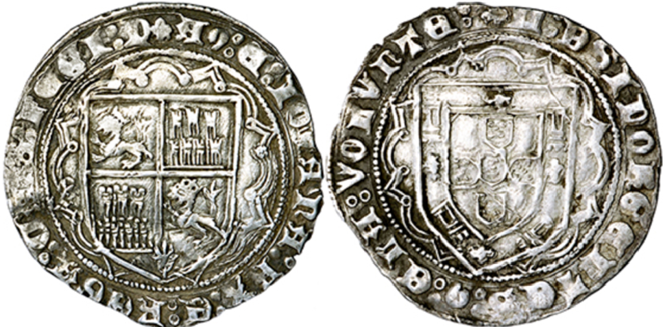 Imagen de la moneda Tipo 5. Real Grueso de Plata con Escudos en orla Polilobulada y de Ángulos