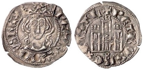 Tipo 1. Dinero Coronado de frente homenaje a su padre, Alfonso XI - Imagen 4