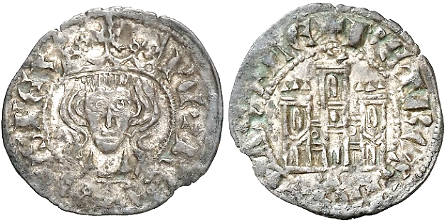 Tipo 1. Dinero Coronado de frente homenaje a su padre, Alfonso XI - Imagen 9