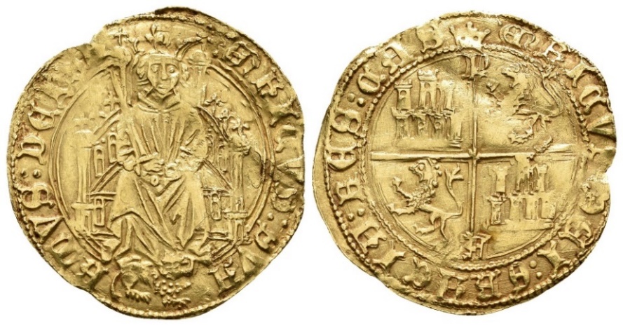 Tipo 1. Dobla de oro enriqueña de la silla alta con “P” Coronada - Imagen 3