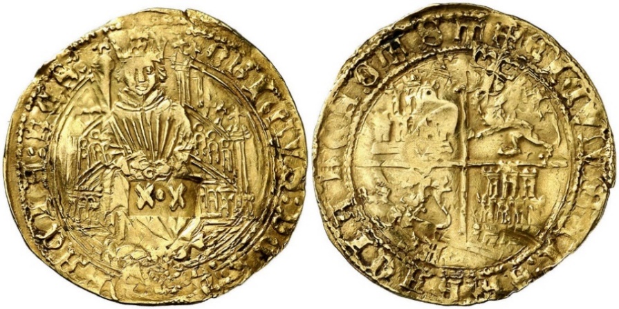 Tipo 1. Dobla de oro enriqueña de la silla alta con “P” Coronada - Imagen 5