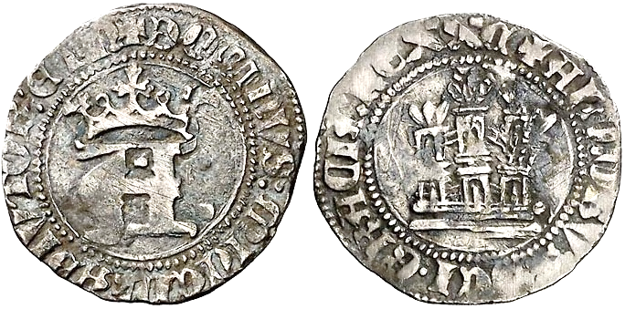 Tipo 10. Medio Real de “A” gótica Coronada y Castillo, con Ceca de la Corte - Imagen 1