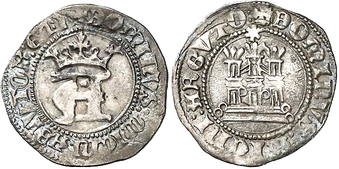 Tipo 10. Medio Real de “A” gótica Coronada y Castillo, con Ceca de la Corte - Imagen 3