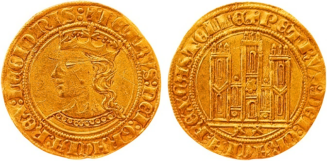 Tipo 11. Dobla de oro con el busto del Rey Pedro I de a 20 maravedís - Imagen 1