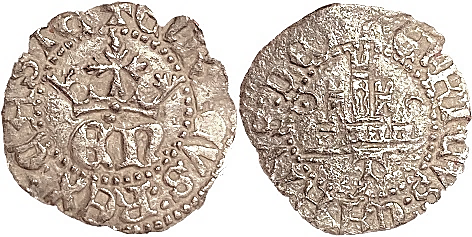 Tipo 12. Divisor de Sexto u Octavo de Real de plata de monograma “EN” - Imagen 1