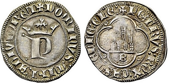 Tipo 13. Medio Real de Anagrama del rey Pedro - Imagen 1