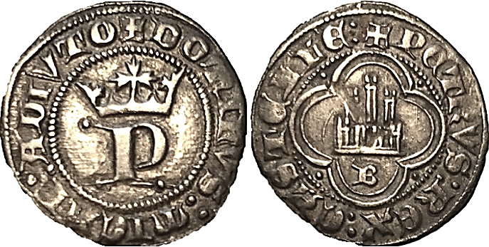 Tipo 13. Medio Real de Anagrama del rey Pedro - Imagen 10
