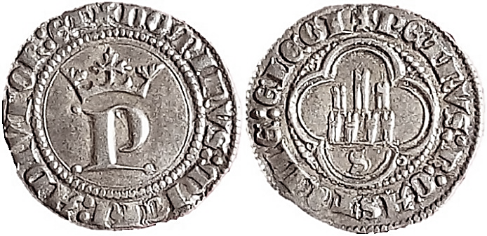 Tipo 13. Medio Real de Anagrama del rey Pedro - Imagen 17